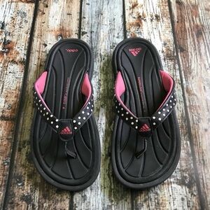 Adidas Black Pink Polkadot Sandals